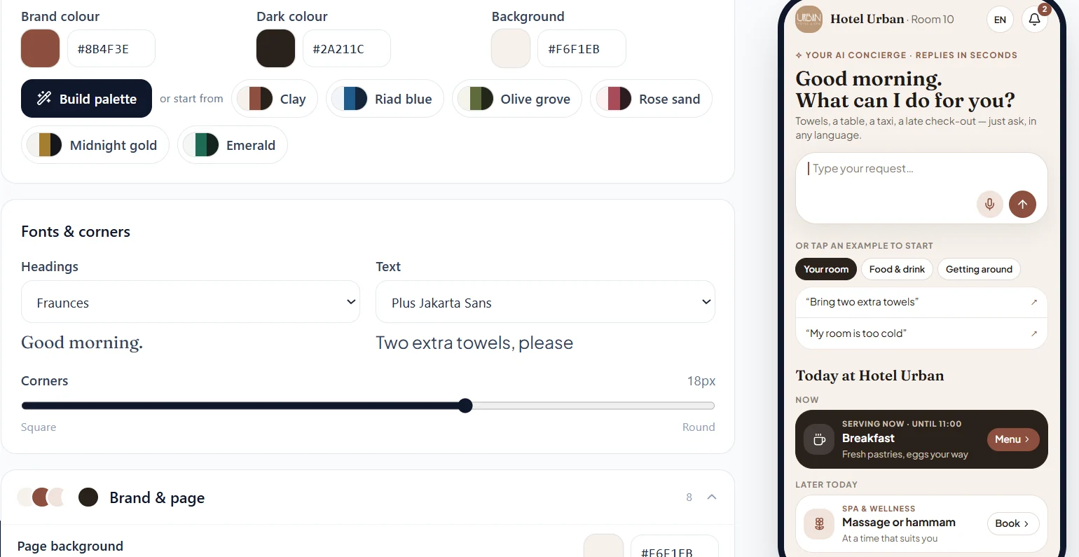 Brand editor, in your dashboard