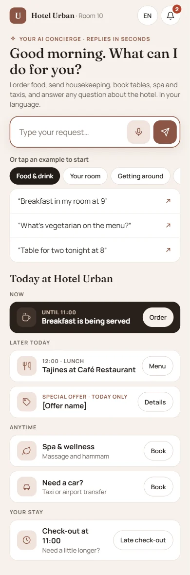 Guest welcome screen