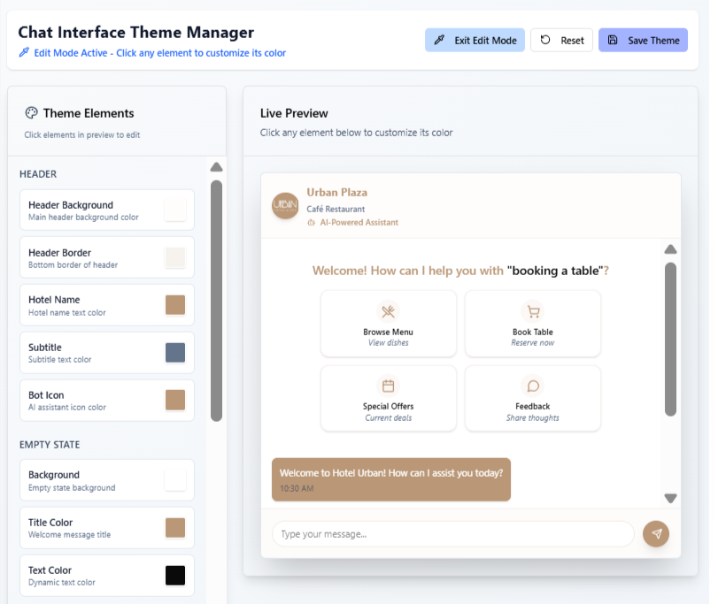 Theme Customizer Dashboard
